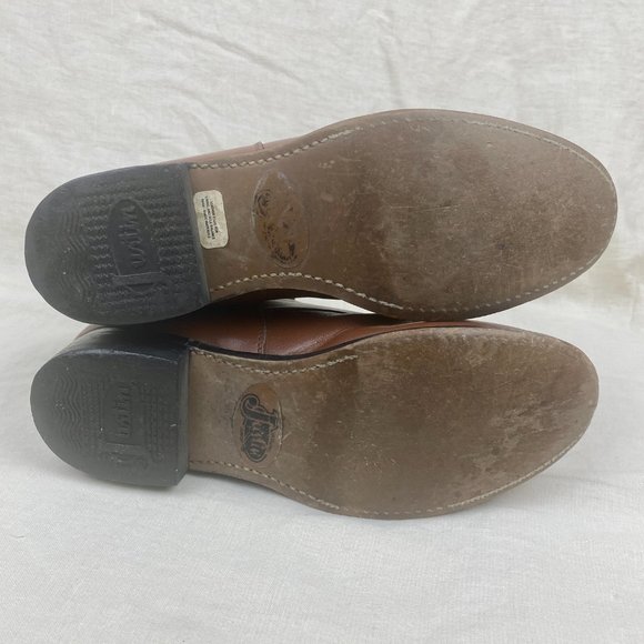 Vintage 1980s Justin Leather Brown Lace Up Roper Western Cowboy Kiltie Boots - Picture 11 of 16